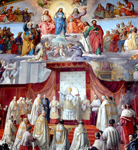 El Papa Pío IX declarando el dogma de la Inmaculada Concepción el 8 de diciembre de 1854.