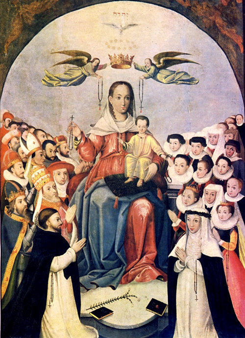 Nuestra Señora del Rosario con Santo Domingo y Santa Rosa de Lima