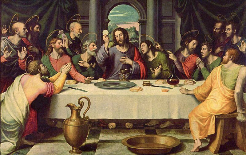 Jesucristo en la Última Cena y los doce apóstoles 
