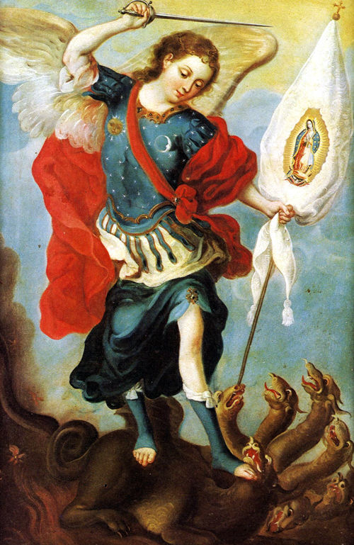 Arcángel San Miguel y la imágen de la Virgen de Guadalupe