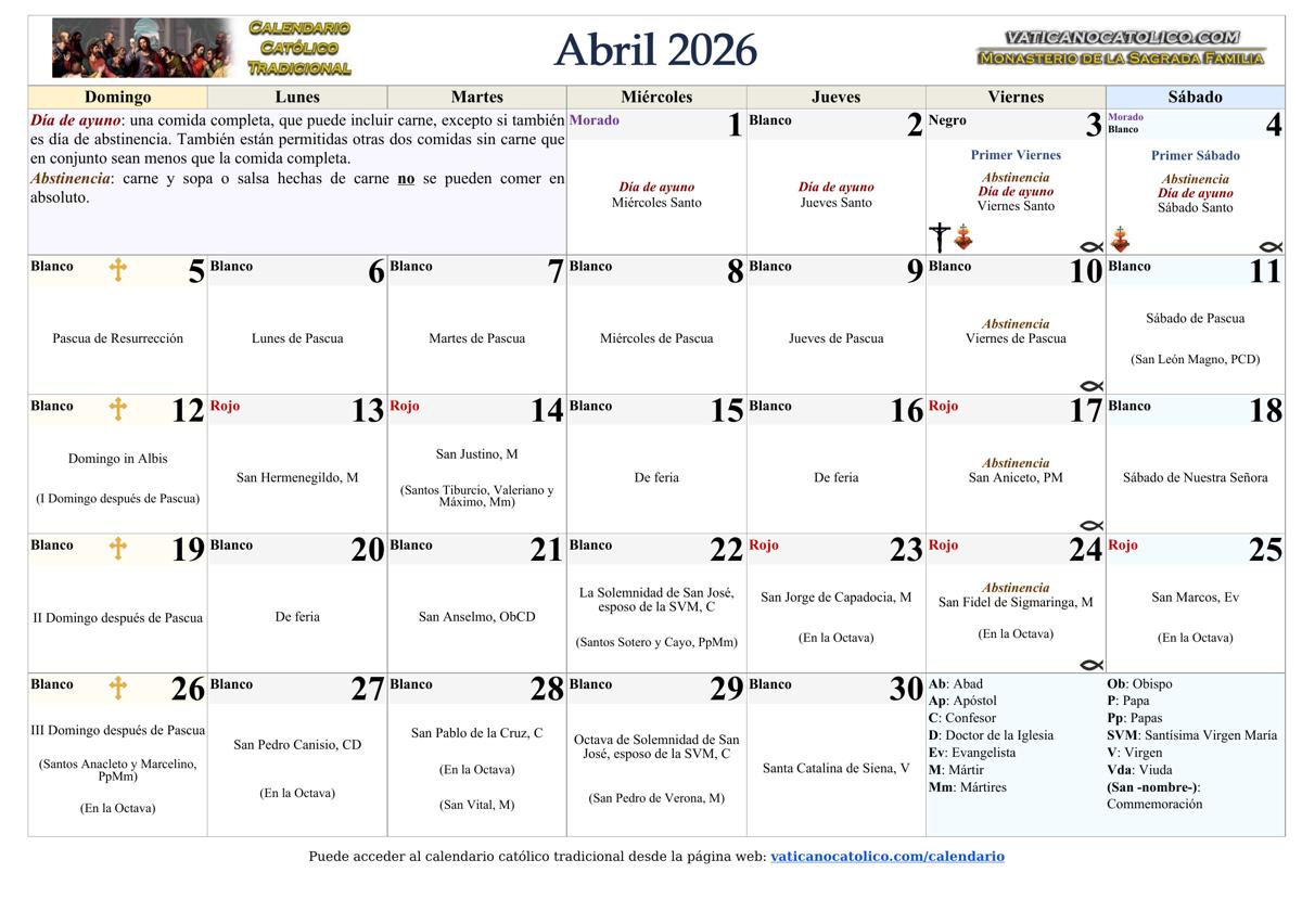 Mes de Abril 2026