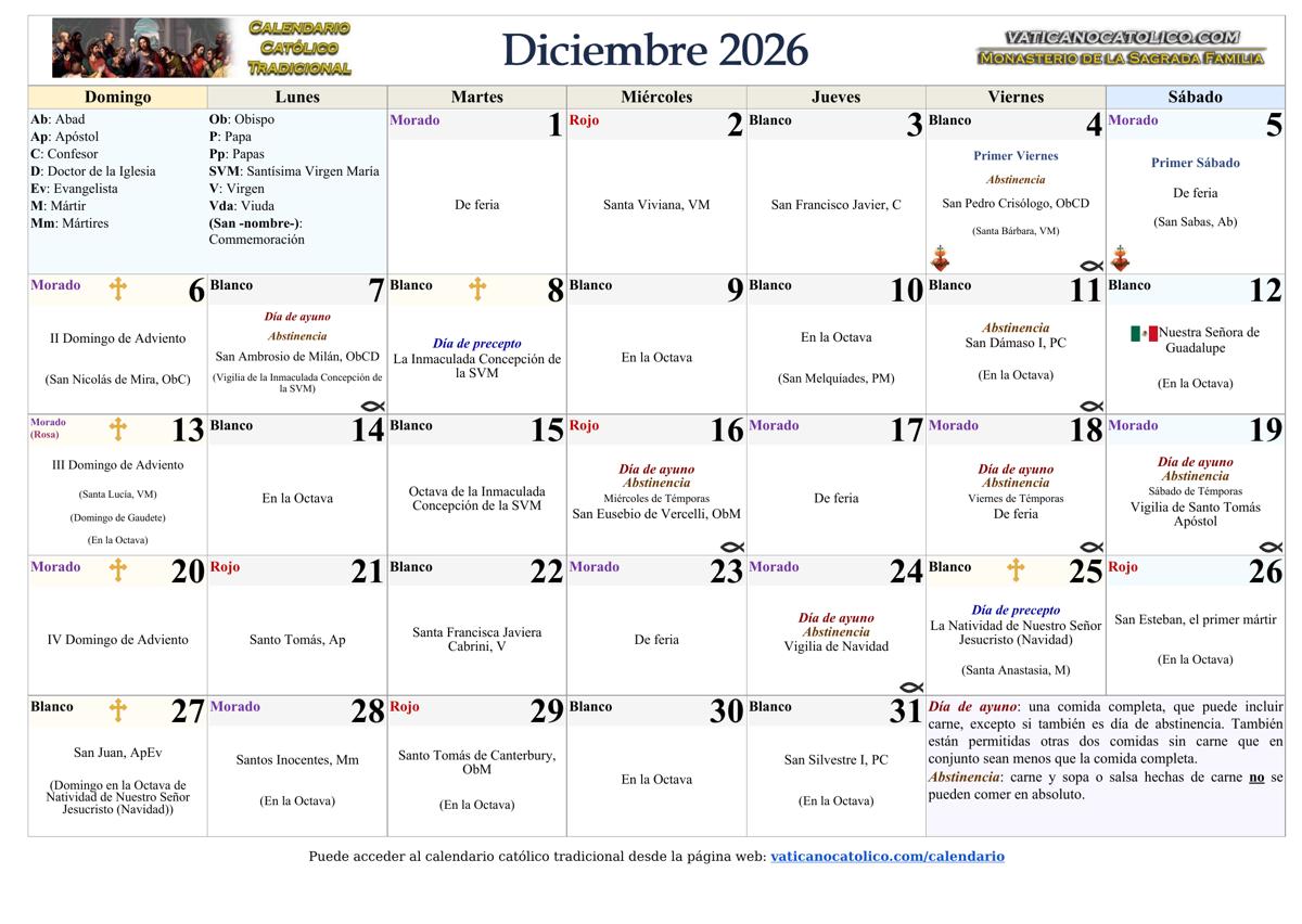 Mes de Diciembre 2026
