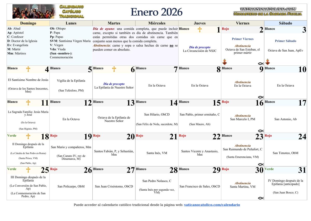 Mes de Enero 2026