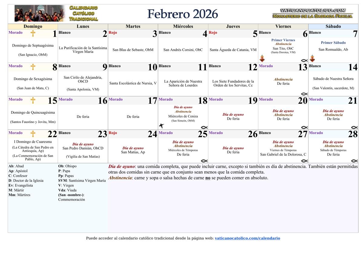 Mes de Febrero 2026