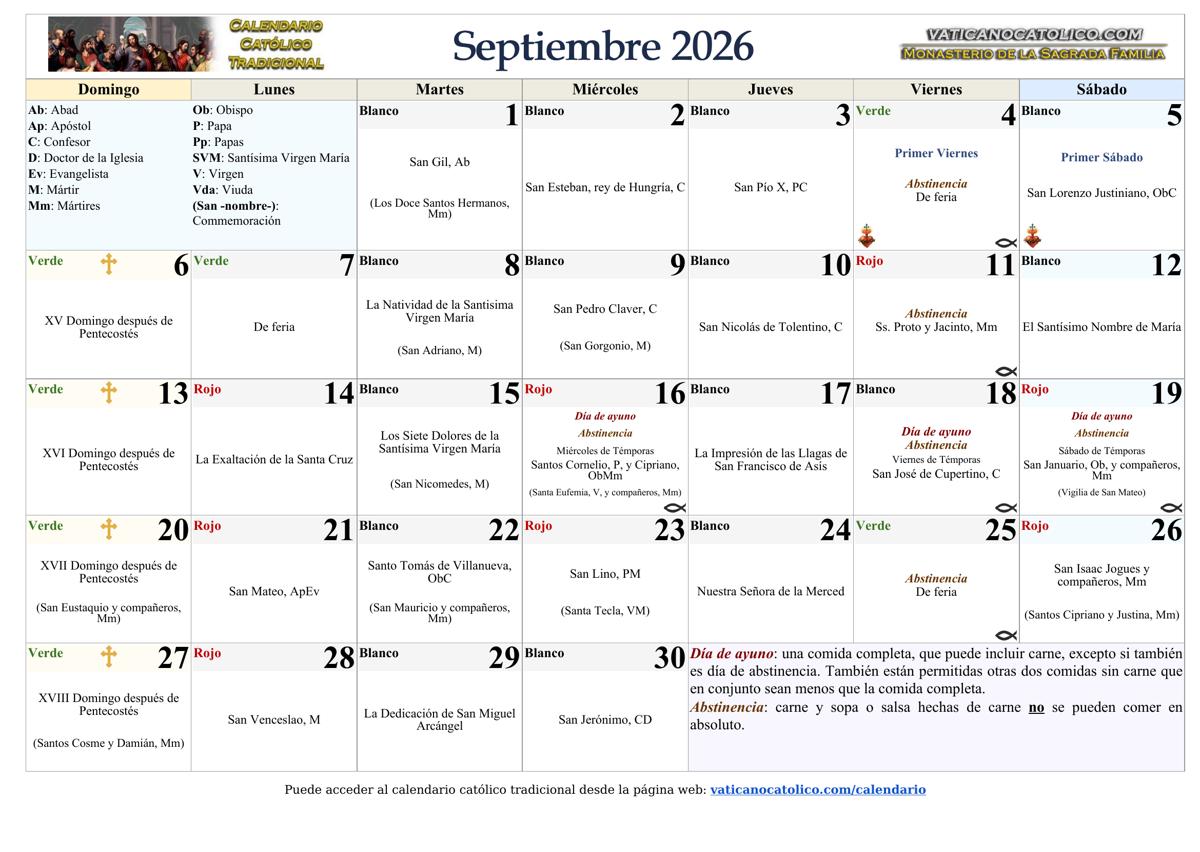 Mes de Septiembre 2026