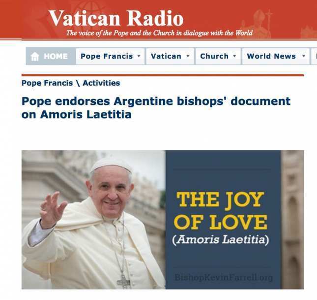 Radio Vaticana sobre Amoris Laetitia