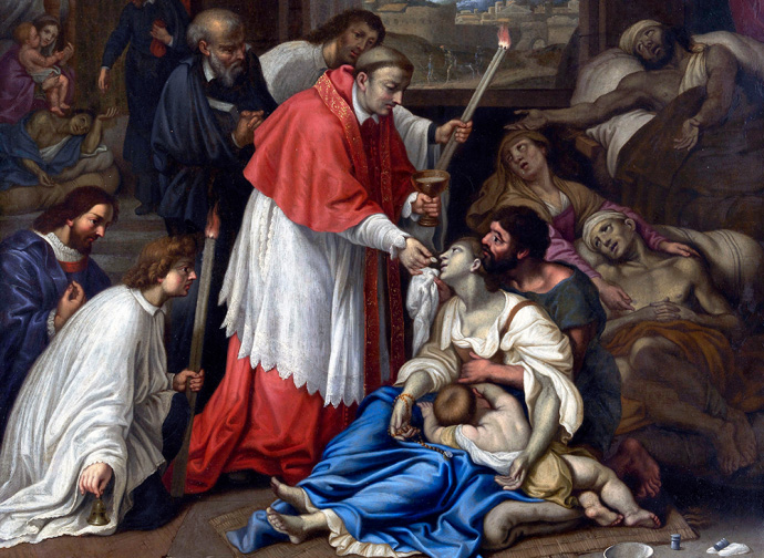 San Carlos Borromeo atendiendo a los necesitados